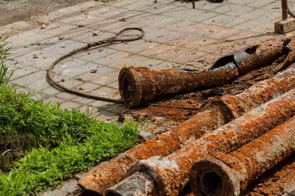 corroded cast iron pipes