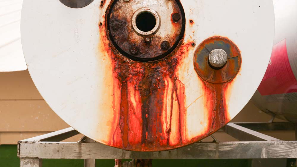 plumber removing an old water heater unit